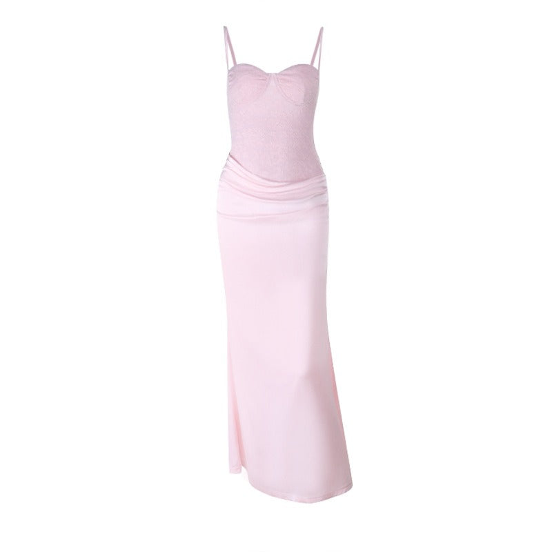 Delora Soft Pink Corset Maxi Dress
