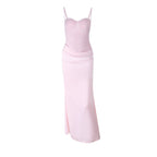 Delora Soft Pink Corset Maxi Dress