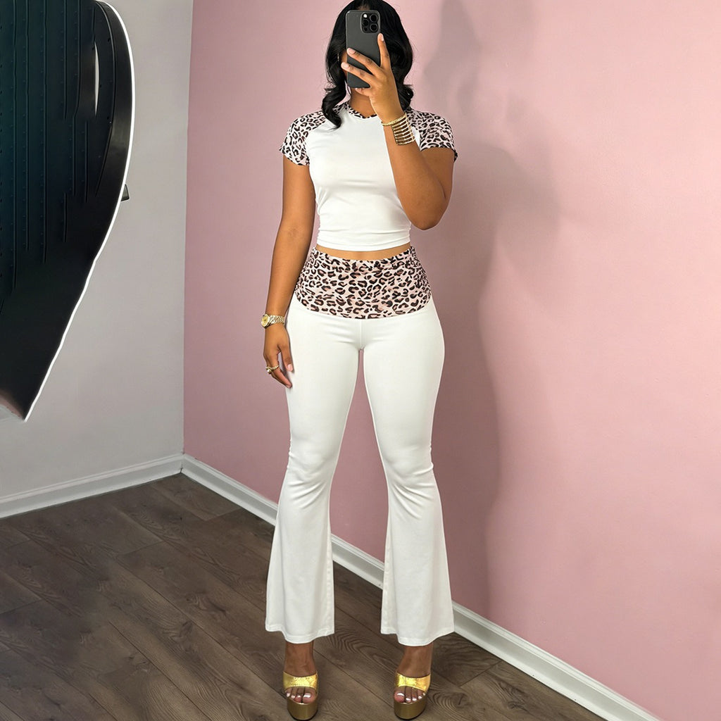 Anira Leopard Flare Pants Set