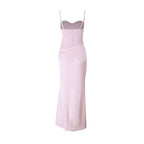 Delora Soft Pink Corset Maxi Dress