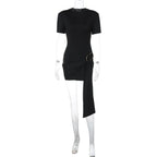 Buckle Detail Draped Mini Dress