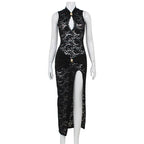 Valora Lace Slit Maxi Dress