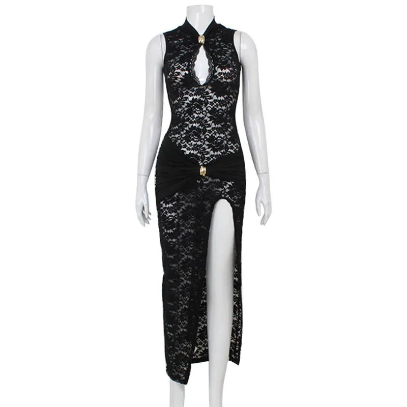 Valora Lace Slit Maxi Dress