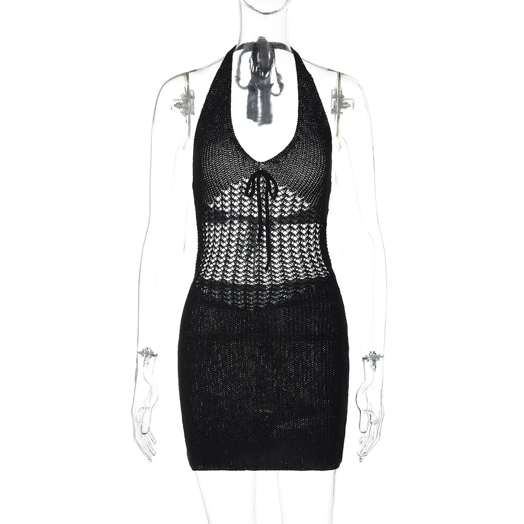 Alice Crochet Halter Mini Dress