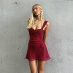 Soreya Polka Dot Lace-Up Mini Dress