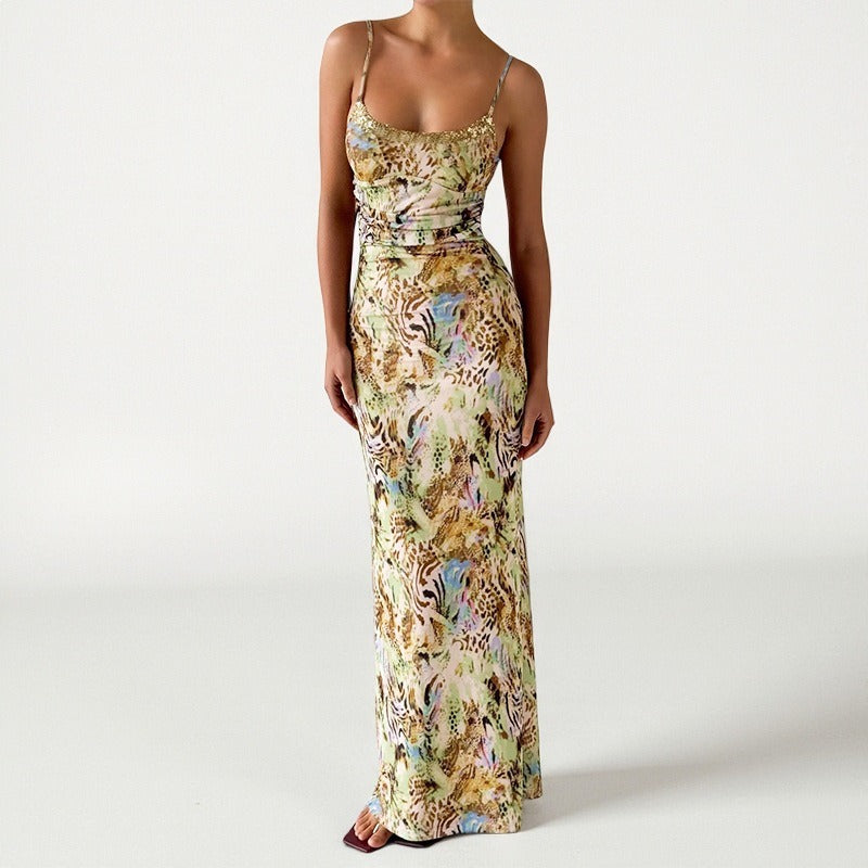 Elka Sage Abstract Print Cami Maxi Dress