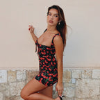 Teren Cherry Print Bodycon Mini Dress