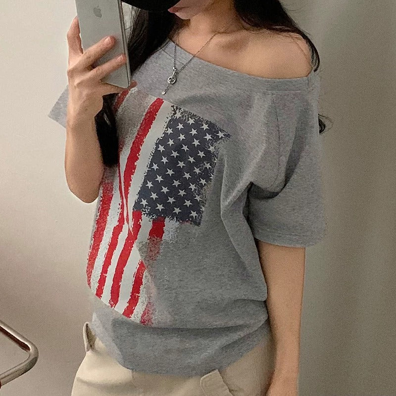 Melina Vintage Flag Graphic Tee