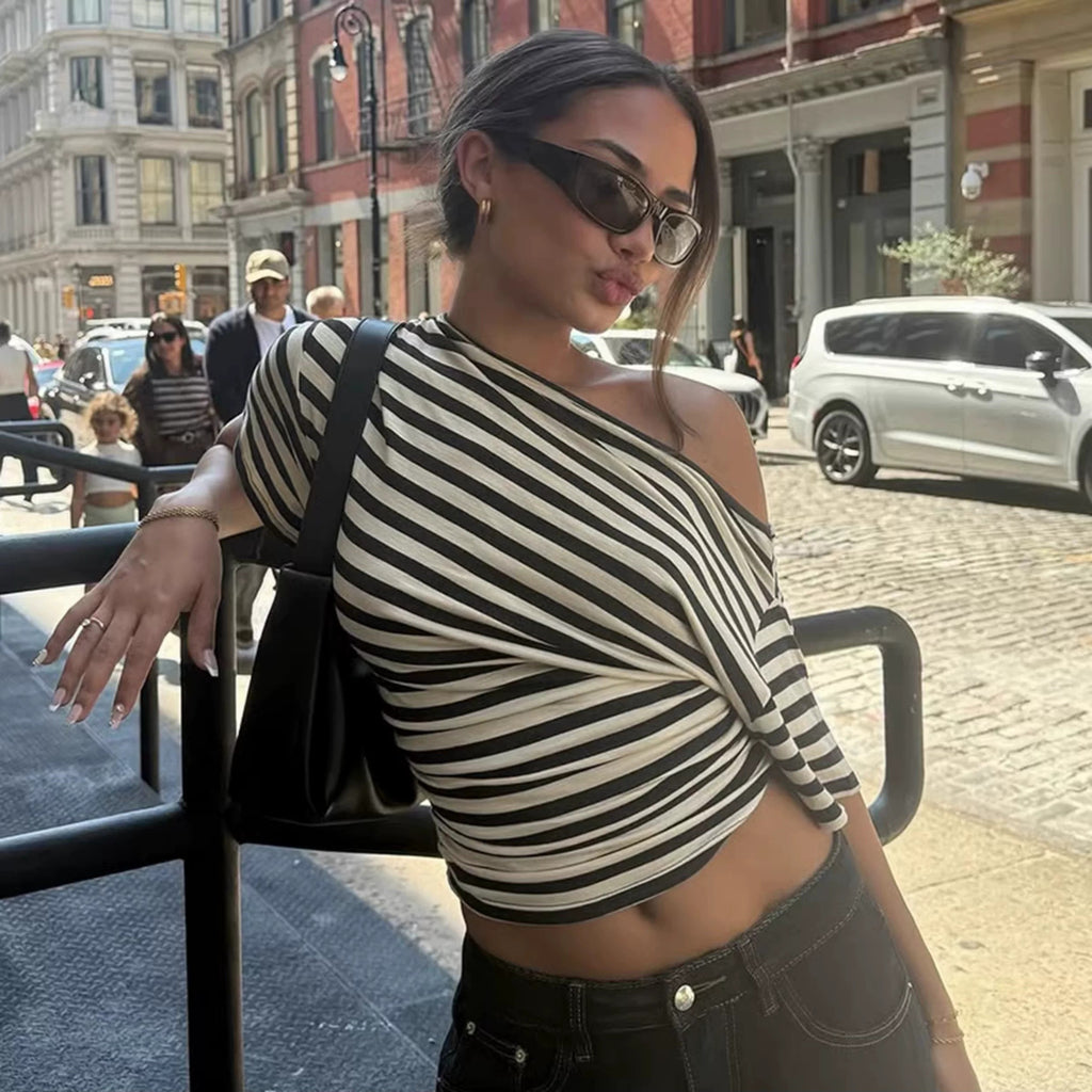 Pilar Striped Off-Shoulder Top