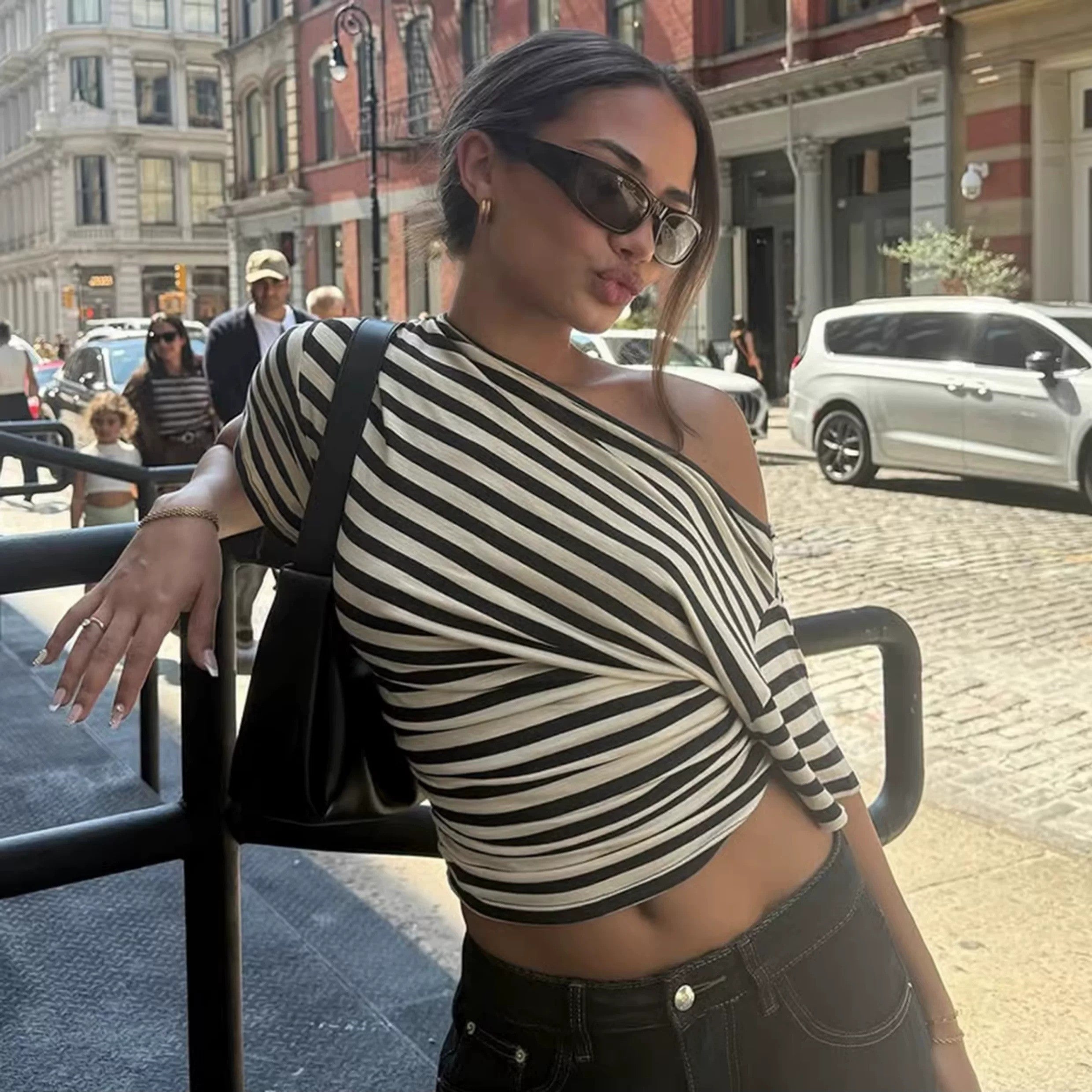 Pilar Striped Off-Shoulder Top
