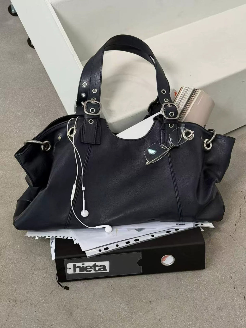Maeve Buckle Detail Oversized Shoulder Bag
