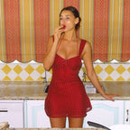 Soreya Polka Dot Lace-Up Mini Dress