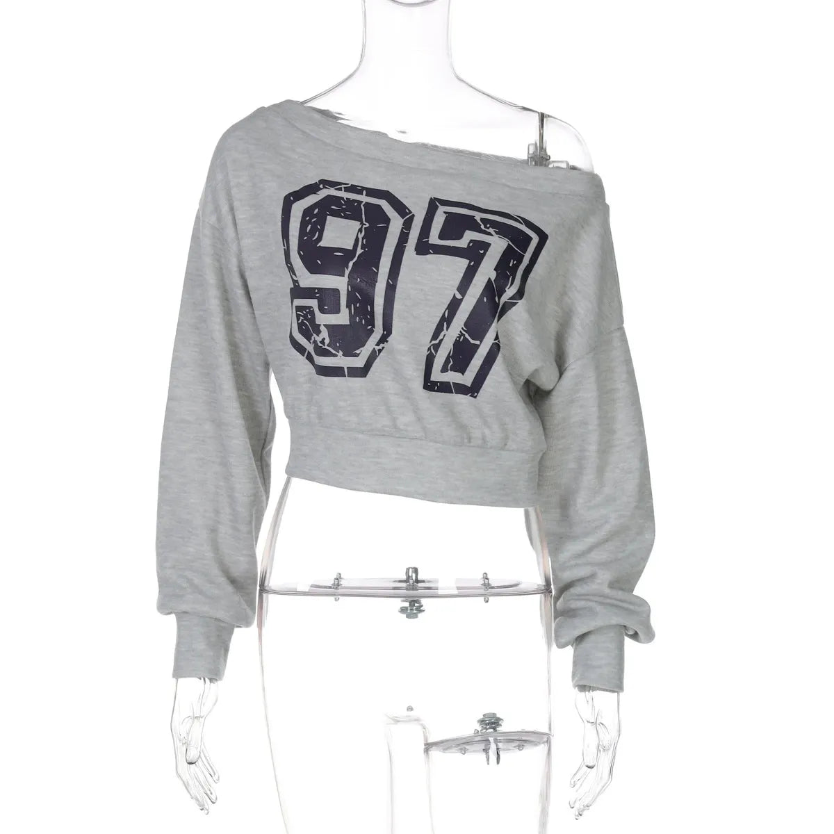 97 Off-Shoulder Cropped Sweatshirt