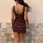 Teren Cherry Print Bodycon Mini Dress