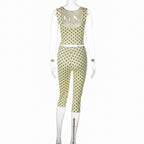 Rovena Polka Dot Crop Top & Capri Pants Set