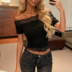 Lucine Off Shoulder Lace Trim Top