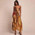 Zelin Leopard Floral Mesh Maxi Dress