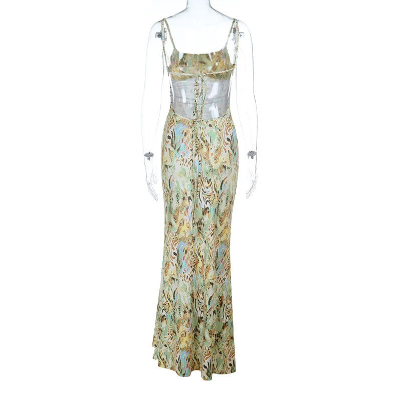 Elka Sage Abstract Print Cami Maxi Dress