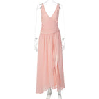 Isolde Pink Plunge Maxi Dress