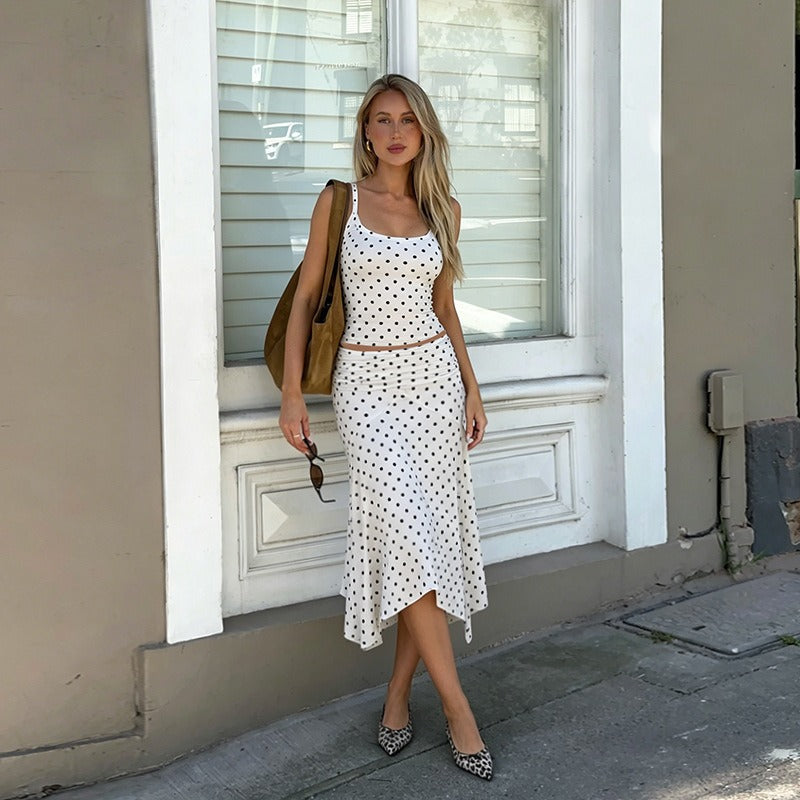 Cerina Polka Dot Cami Top & Midi Skirt Set