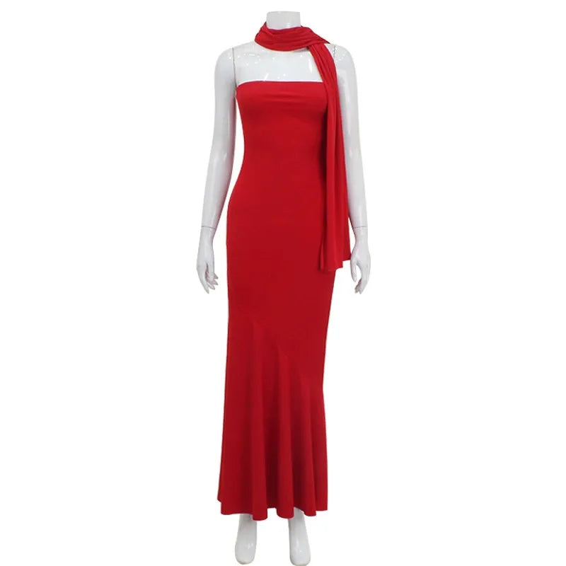 Ruela Scarf Neck Maxi Dress