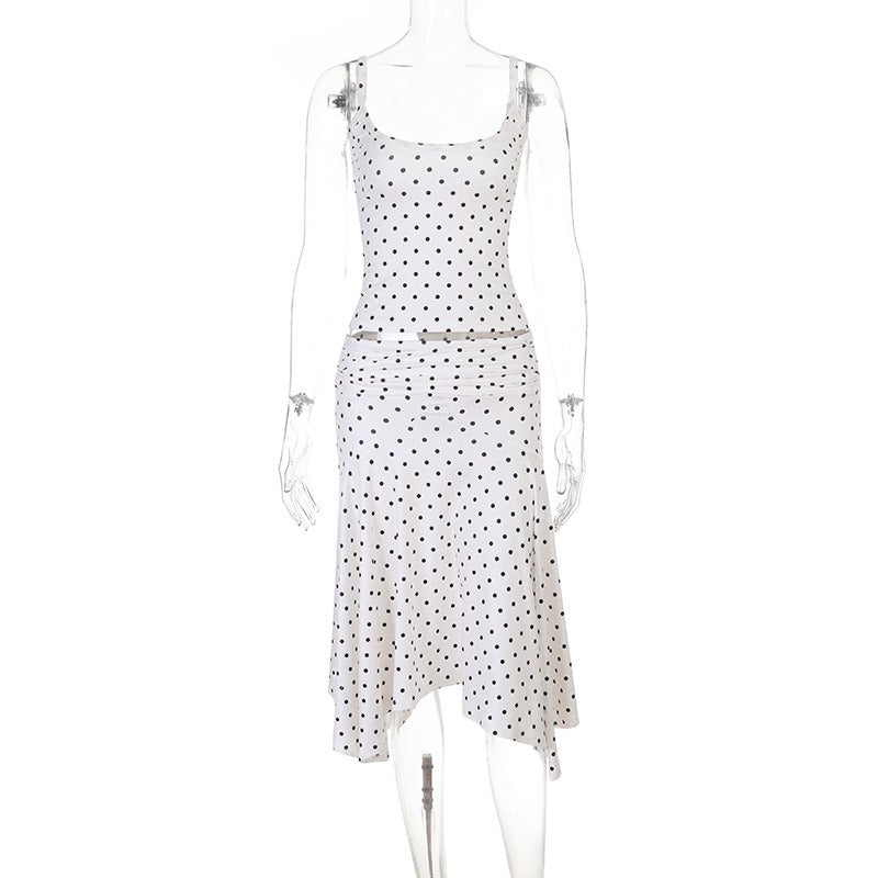 Cerina Polka Dot Cami Top & Midi Skirt Set