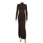 Talia Drape High-Neck Maxi Dress