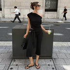 Lily Draped Flare Capri Pants