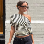 Pilar Striped Off-Shoulder Top