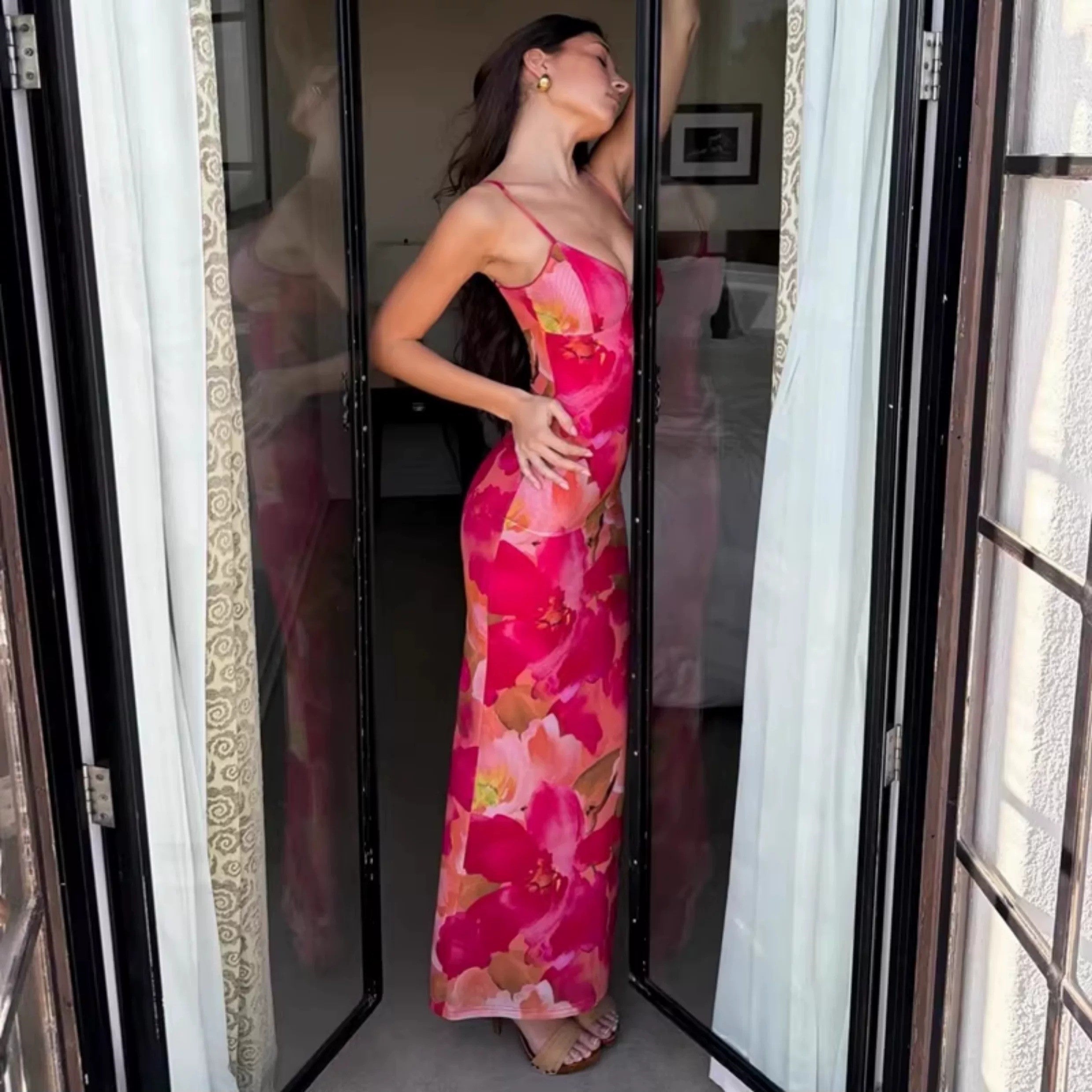 Elysia Floral Sheer Slip Maxi Dress