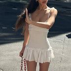 Brielle White Ruffle Smocked Mini Dress
