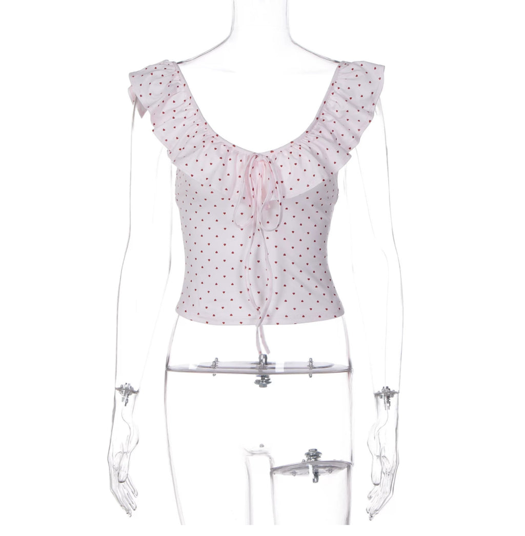 Riko Ruffle Tie Front Crop Top