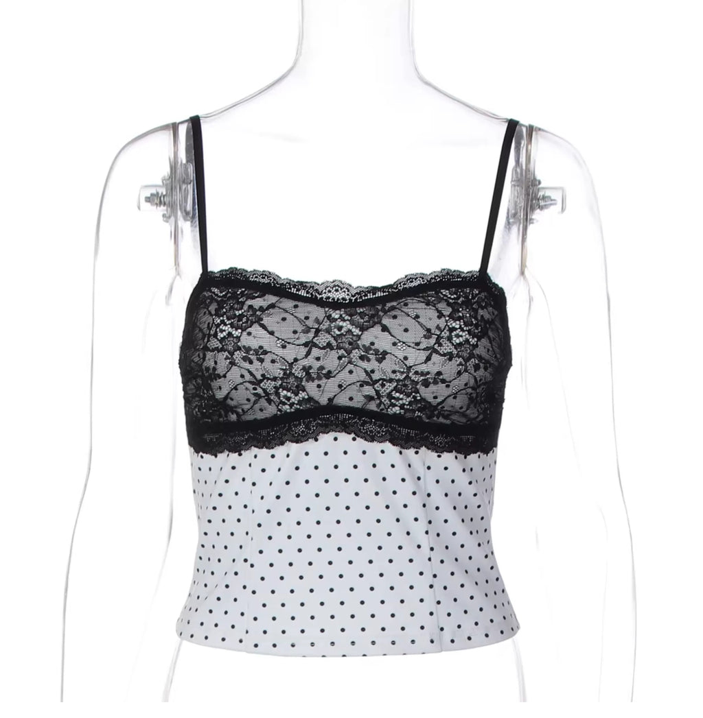Hina Lace Polka Dot Cami Top
