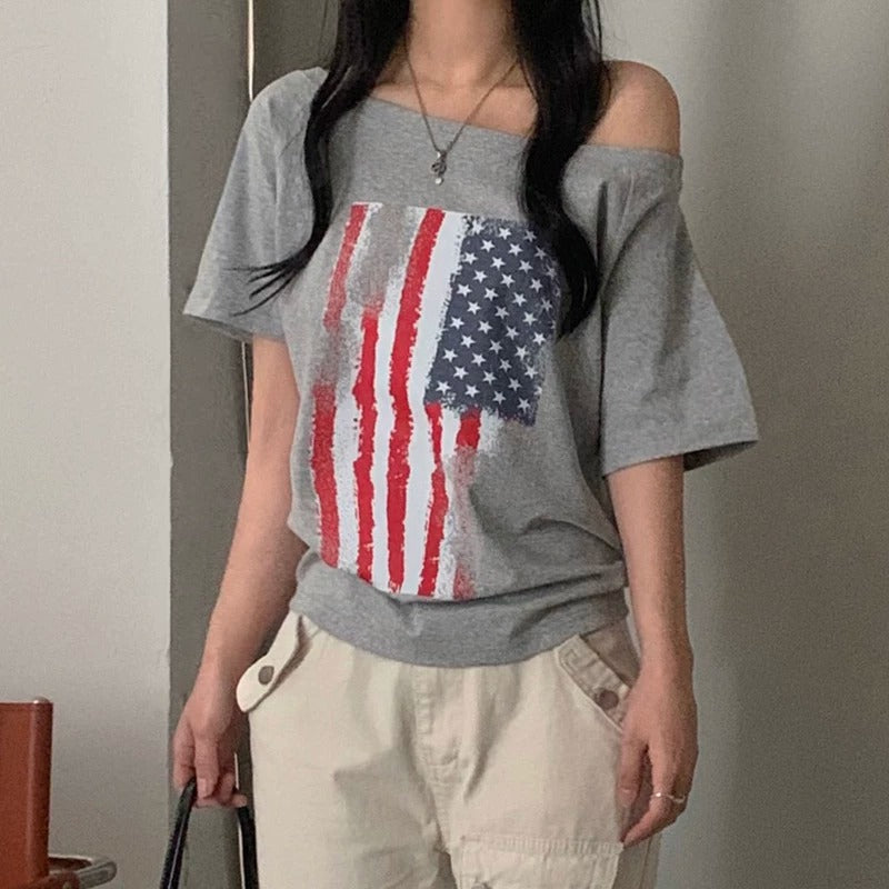 Melina Vintage Flag Graphic Tee