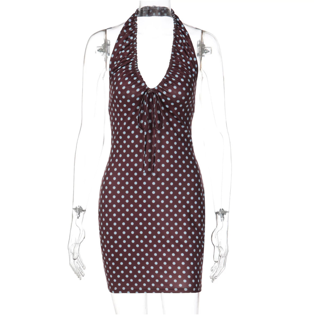 Margot Polka Dot Halter Mini Dress