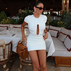Tessa Ruched Keyhole Mini Dress
