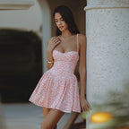 Nessa Floral Lace-Up Back Mini Dress