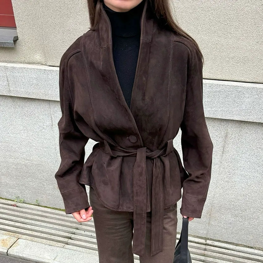 Kaia Belted Shawl Collar Blazer Jacket