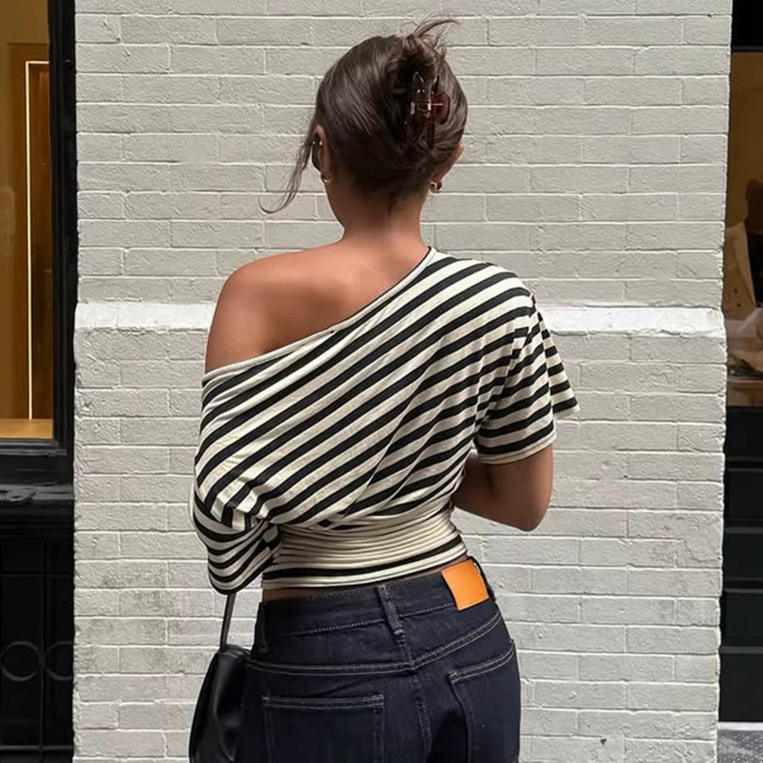 Pilar Striped Off-Shoulder Top