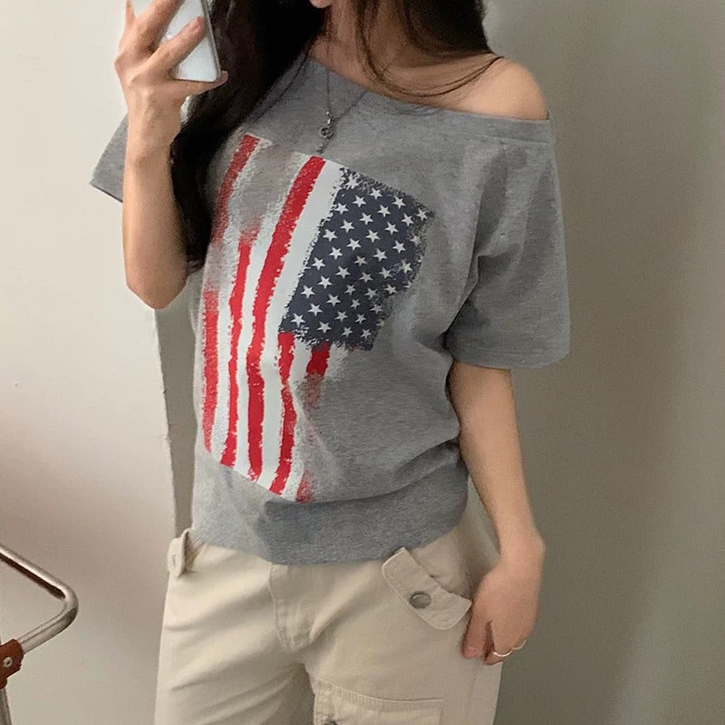 Melina Vintage Flag Graphic Tee