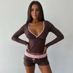 Audrey Contrast Trim Lounge Two-Piece Set