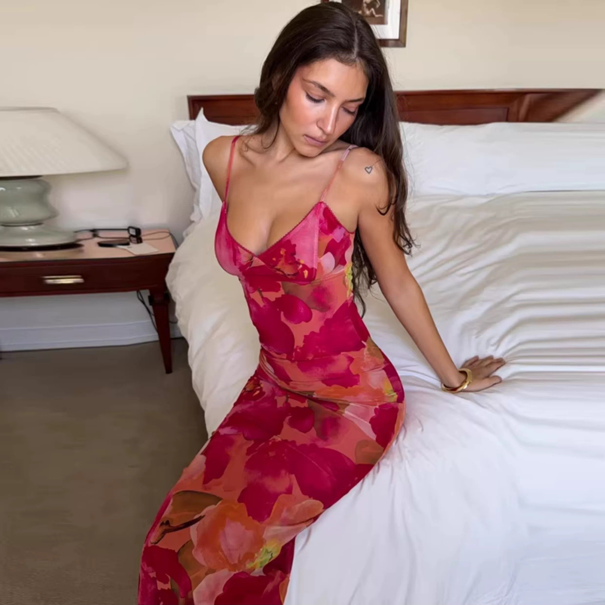 Elysia Floral Sheer Slip Maxi Dress