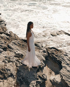 Quenby Sheer Knit Halter Maxi Dress