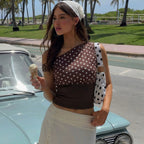 Maelys Polka Dot One-Shoulder Top