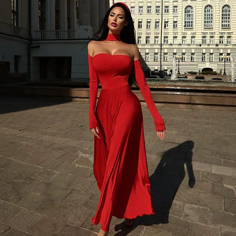 Cerelia Off-Shoulder Sleeve Maxi Dress
