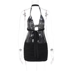 Léa Rhinestone Cut-Out Halter Mini Dress