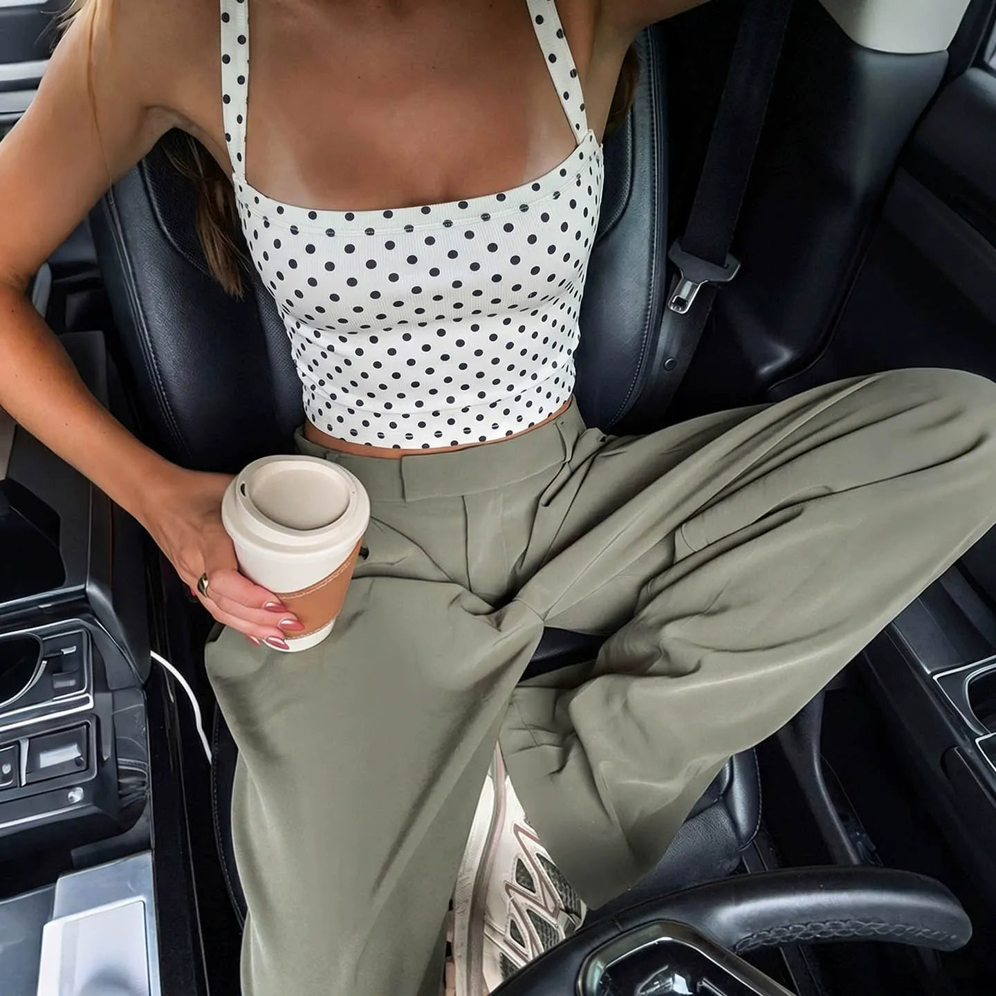 Sorel Polka Dot Crop Cami Top
