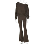 Knit Top & Flared Pants Set