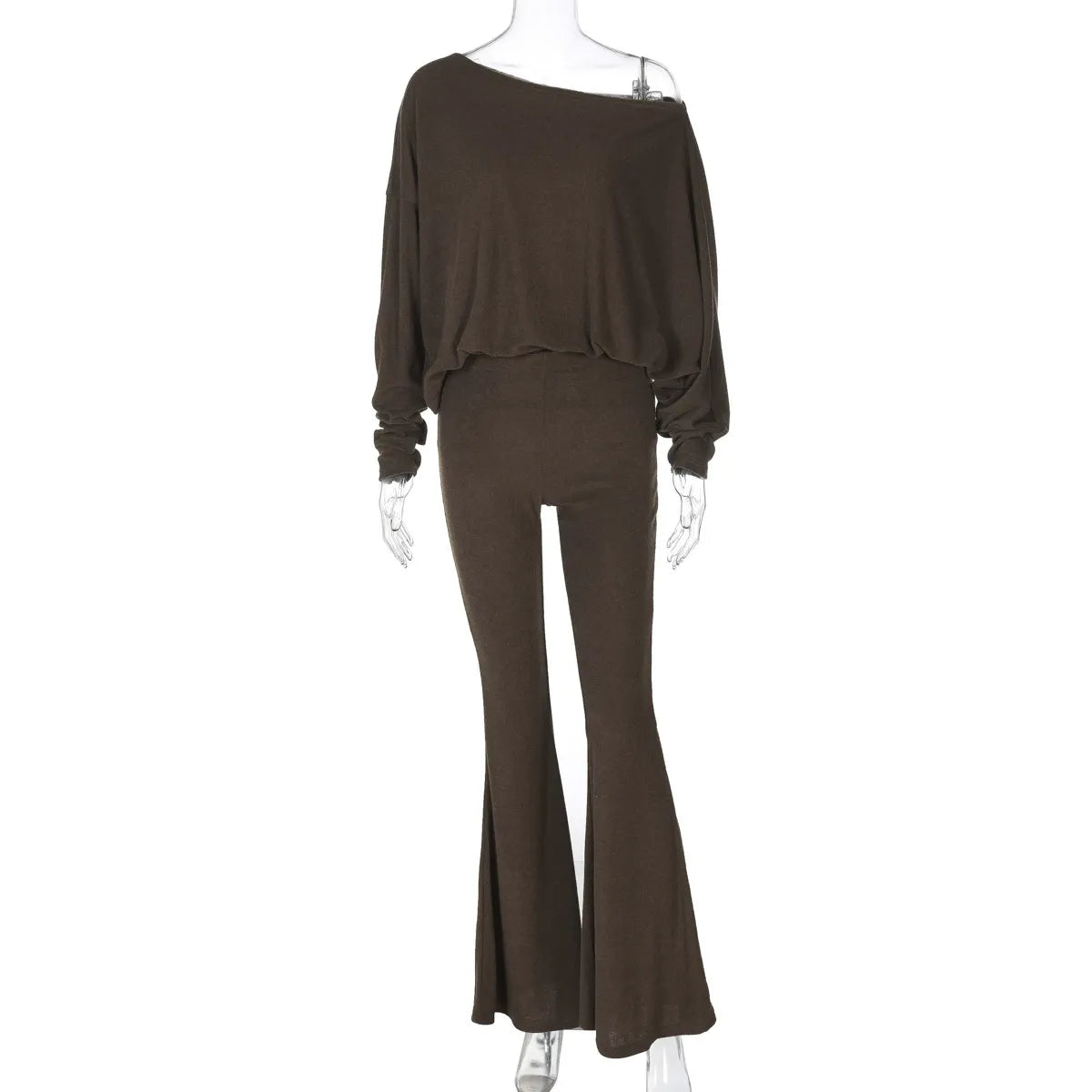 Knit Top & Flared Pants Set