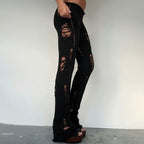 Narin Distressed Knit Flare Pants